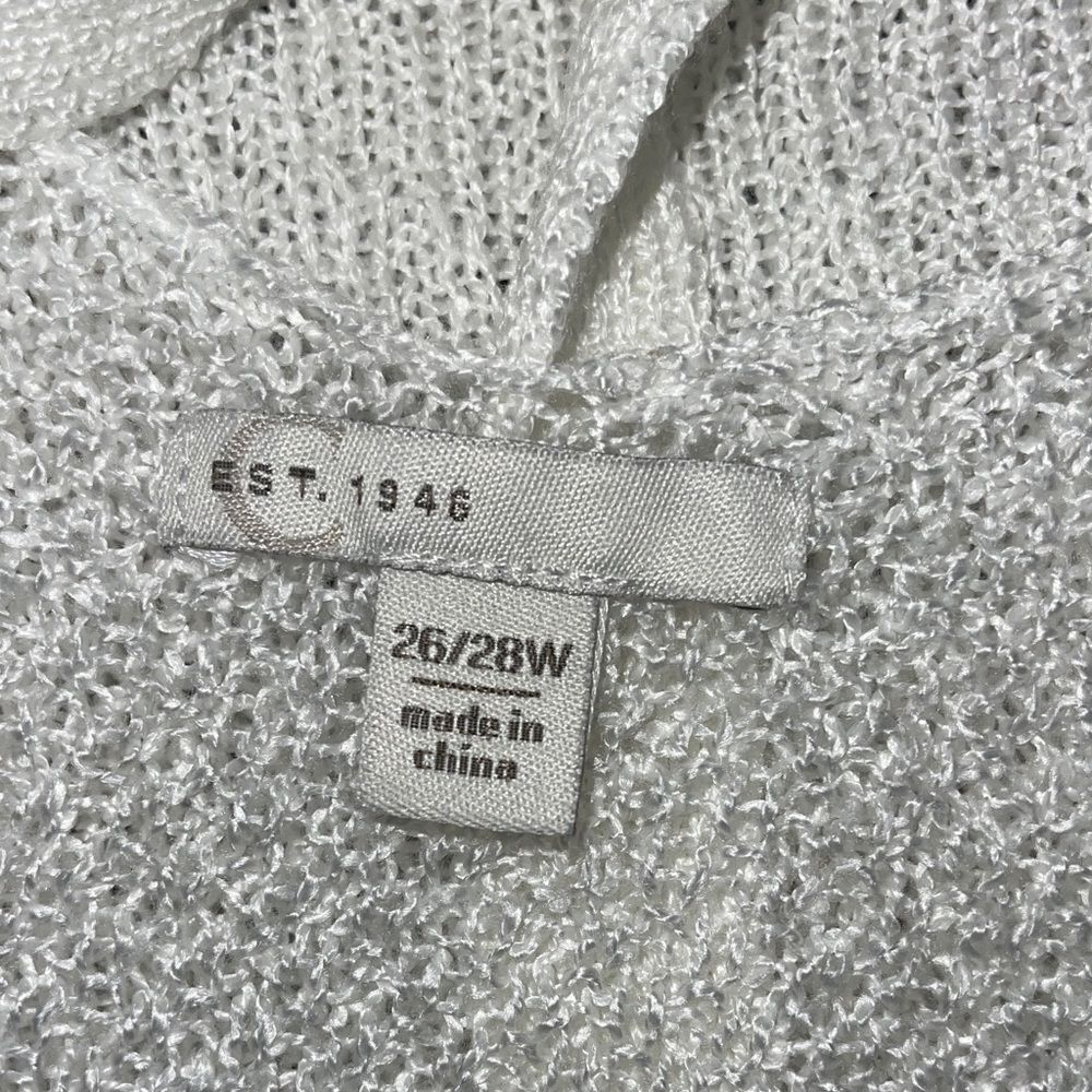 EST. 1946 Elegant White Knit Oversized Ties Back Bat Sleeves Poncho Top 26/28W - Picture 6 of 8